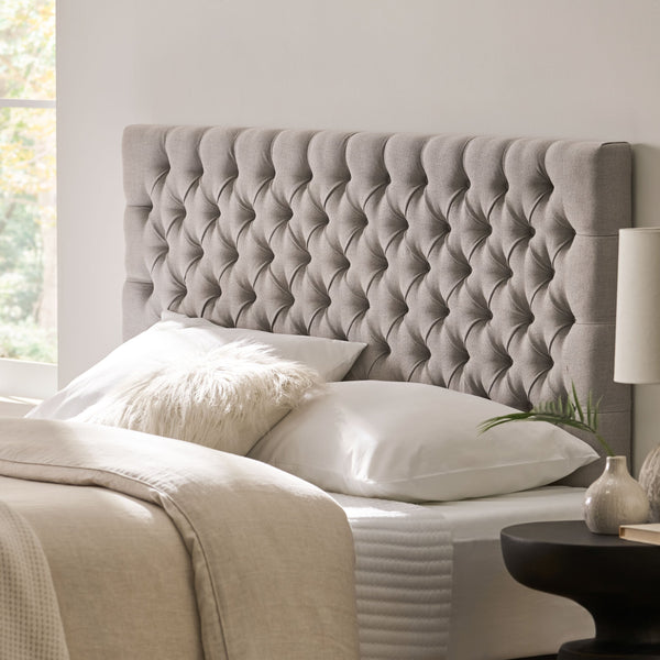 English Elm Christopher Knight Home® - Tufted Upholstered Queen Size Headboard with Button Detail, Adjustable Height, Velvet Finish, Modern Appeal LIGHT GREY 55444.00LGRY