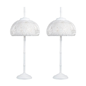 Crestview Collection 37.5"H Sleek Metal Buffet Lamp With Woven Rattan Shade For Stylish Home Décor And Illumination   Cvnam774b