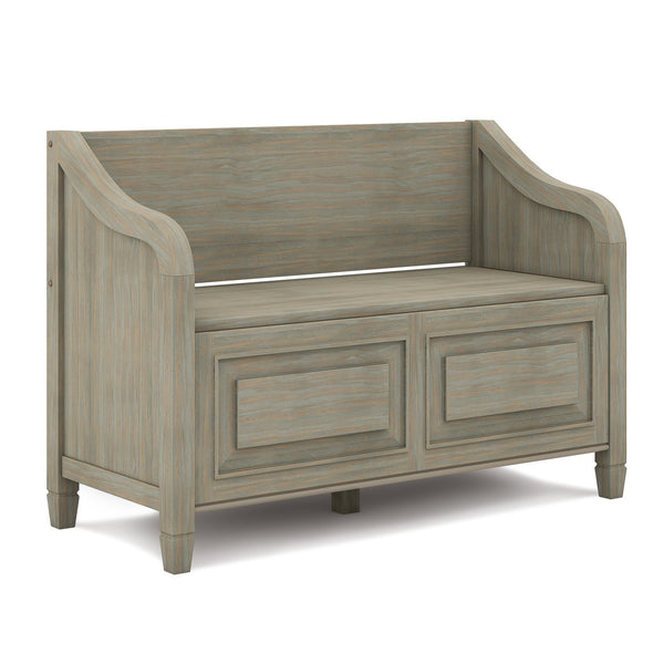 English Elm Connaught Storage Bench - Handcrafted Distressed Grey Entryway Seat With Hidden Storage & Style B136P158533