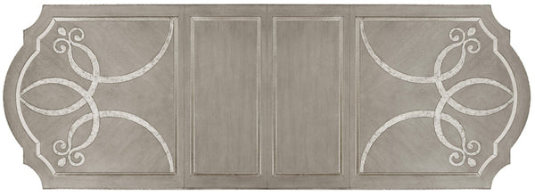 Hooker Furniture Sanctuary Rectangular Oak Dining Table With Mirrored Apron, Scrolled Inlays & 2X20" Leaves For 10 5603-75200-LTBR