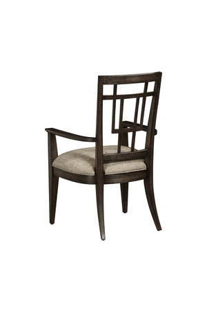 A.R.T. Furniture Woodwright Rohe Arm Chair – Elegant Transitional Design With Plush Cushion & Unique Linear Back Pattern - Set Of 2 Brown, Gray Parawood Solids,Quarter Sawn White Oak Veneer,And Upholstery 253205-2315
