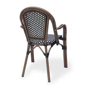 English Elm Bistro Wicker Outdoor Dining Chairs Set of Two with Rust Resistant Aluminum Frame Patio 72905.00BLK