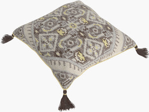 Surya Zahra 30"L X 30"W Luxurious Floor Pillow - Elegant Cotton & Wool Design For Ultimate Comfort Charcoal Wool,Cotton Zp004-3030d