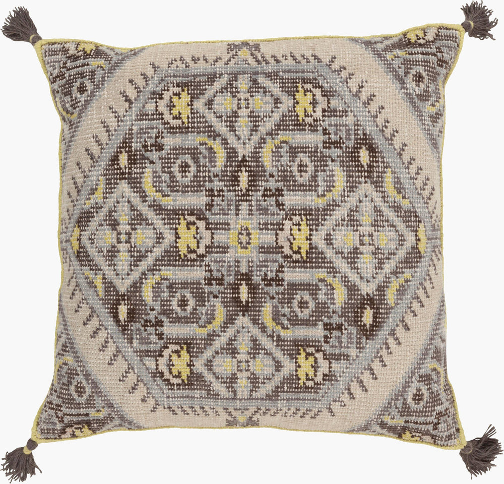 Surya Zahra 30"L X 30"W Luxurious Floor Pillow - Elegant Cotton & Wool Design For Ultimate Comfort Charcoal Wool,Cotton Zp004-3030d