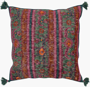 Surya Zahra 30"L X 30"W Luxurious Floor Pillow - Elegant Cotton & Wool Design For Ultimate Comfort Dark Blue Wool,Cotton Zp006-3030