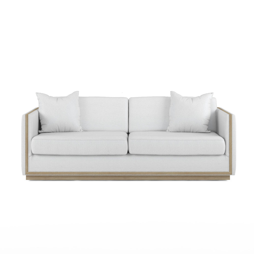 A.R.T. Furniture Cassat Channeled Sofa In Okla Snow With Washed Oak Accents - Casual Contemporary Comfort & Style White Parawood Solids With Ash Embossing,Foam,Fabric 522501-5302aa