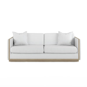 A.R.T. Furniture Cassat Channeled Sofa In Okla Snow With Washed Oak Accents - Casual Contemporary Comfort & Style White Parawood Solids With Ash Embossing,Foam,Fabric 522501-5302aa