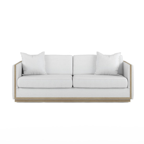 A.R.T. Furniture Cassat Channeled Sofa In Okla Snow With Washed Oak Accents - Casual Contemporary Comfort & Style White Parawood Solids With Ash Embossing,Foam,Fabric 522501-5302aa