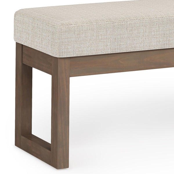 English Elm Milltown Large Ottoman Bench - Chic Platinum Tweed Upholstered Seat For Modern Living Spaces B136P159942