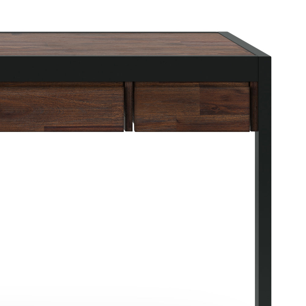 English Elm Erina Small Desk - Industrial-Contemporary Acacia Wood With Distressed Charcoal Finish & Storage B136P158630