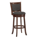 Homelegance By Top-Line Sydney Upholstered Back Swivel 29" Bar Height Stool Dark Grey Rubberwood