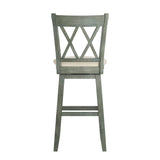 Homelegance By Top-Line Juliette Double X-Back Wood Swivel Bar Stool Green Rubberwood