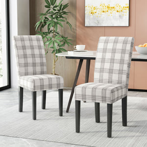 English Elm Christopher Knight Home® - DINING Chair with Plush Fabric Upholstery, Rubberwood Legs, Contemporary Minimalist Comfort and Style Grey Plaid 60162.00GRYPLD