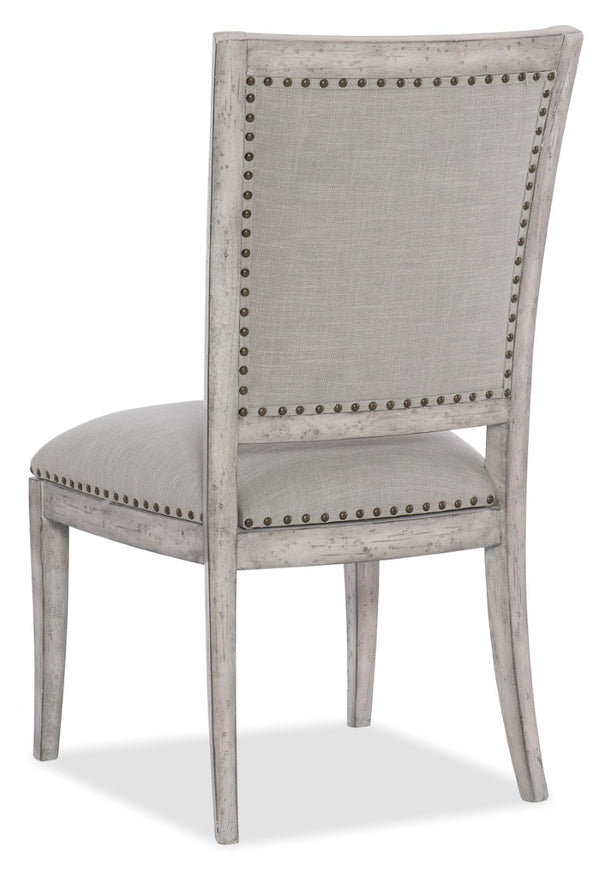 Hooker Furniture Boheme Vitton Upholstered Side Chair — Antique Mercantile White Poplar, 100% Linen, Bronze Nailhead Elegance 5750-75410-LTWD