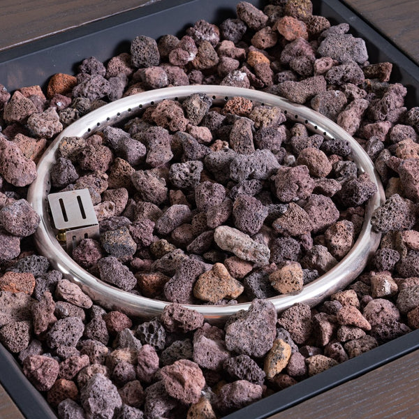 English Elm Outdoor Square Gas Fire Pit 40000 Btu Mgo Wood Grain Finish Propane Tank Enclosed 61907.00-40K