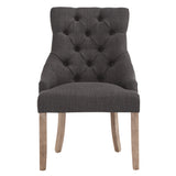 Homelegance By Top-Line Ophilia Linen Curved Back Tufted Dining Chairs (Set of 2) Grey Wood