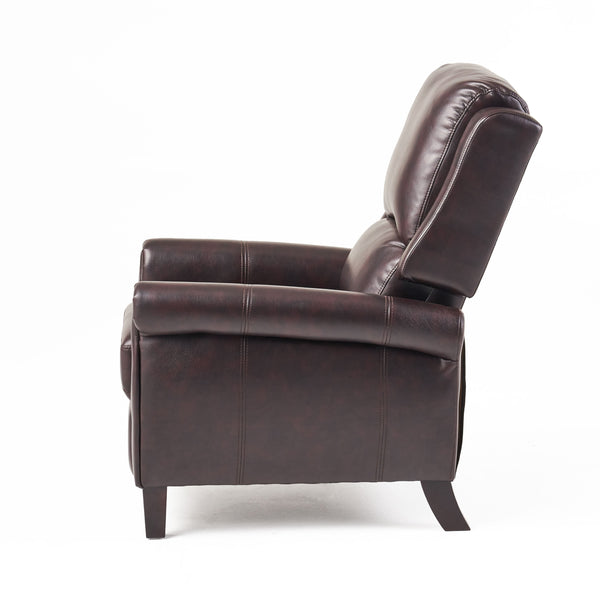 English Elm Christopher Knight Home® - Fabric Burgundy Recliner Chair Mid-Century PU Leather Pushback Sofa with Tufted Cushion, Compact Comfort 57574.00BDY