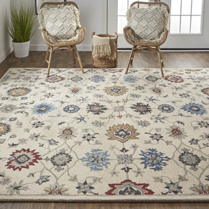 Feizy Rugs Rylan Hand-tufted Wool Floral Rug - Stunning Transitional Design With Chic Blue, Brown, And Gray Hues Ivory,Blue,Tan Wool Ryl8641fivy000p00