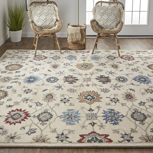 Feizy Rugs Rylan Hand-tufted Wool Floral Rug - Stunning Transitional Design With Chic Blue, Brown, And Gray Hues Ivory,Blue,Tan Wool Ryl8641fivy000p00