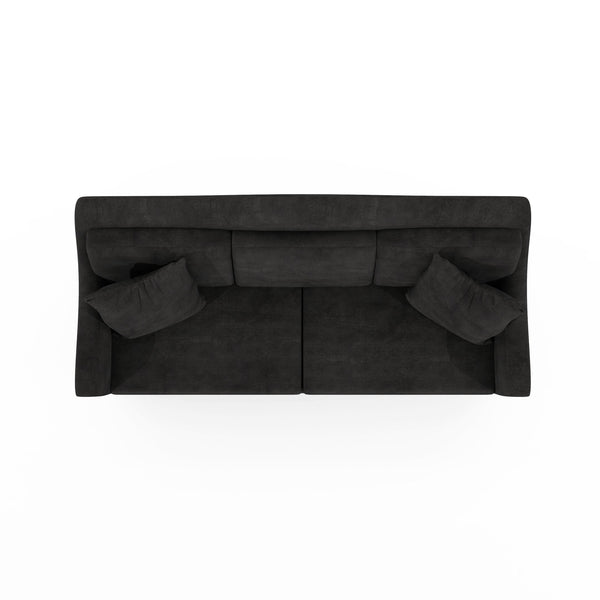 A.R.T. Furniture Magritte Sofa - Luxurious Charcoal Velvet With Traditional Camel Back Design & Aged Brass Accents Grey Rubberwood Solids,Foam,Fabric,Metal 528501-1730aa