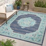 Christopher Knight Home® - Noble House - Derudder 7'10" X 10' Indoor/Outdoor Area Rug, Blue and Ivory