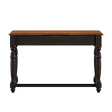 Homelegance By Top-Line Renzo Antique 1-Drawer Desk with Charging Station Black Rubbberwood