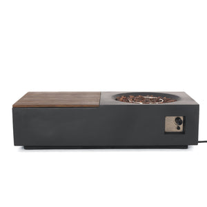 English Elm Outdoor Concrete Propane Fire Pit Table 50000 Btu Patio Coffee Dark Gray 74005.00DGRY-50K