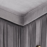 Homelegance By Top-Line Benicio Gold Finished and Grey Pleated Velvet Lift-Top Storage Bench Grey Velvet