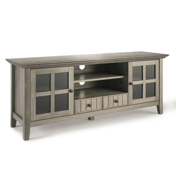 English Elm Acadian 60" Handcrafted Tv Media Stand In Distressed Grey With Storage & Cable Management Solutions B136P159683