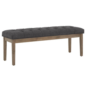 Homelegance By Top-Line Timmey Premium Tufted Reclaimed Look 52-inch Upholstered Bench Grey Rubberwood