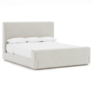 Bernhardt Bernhardt Tempo Panel Bed In Larza Wire-Brushed Oak With Pleated Upholstery, Low-Profile Luxury K2137