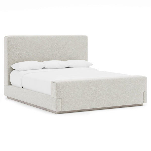 Bernhardt Bernhardt Tempo Panel Bed In Larza Wire-Brushed Oak With Pleated Upholstery, Low-Profile Luxury K2137