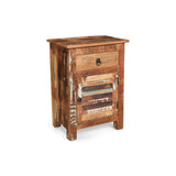 Christopher Knight Home® - Noble House - Laveer Boho Handcrafted Wooden Side Table with Drawer, Distressed Paint