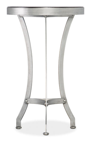 Hooker Furniture St. Armand Acacia Accent Martini Table — Compact Rustic Round Side Table With Brushed Pewter Base, Distressed Finish (24") 5601-50002-BLK