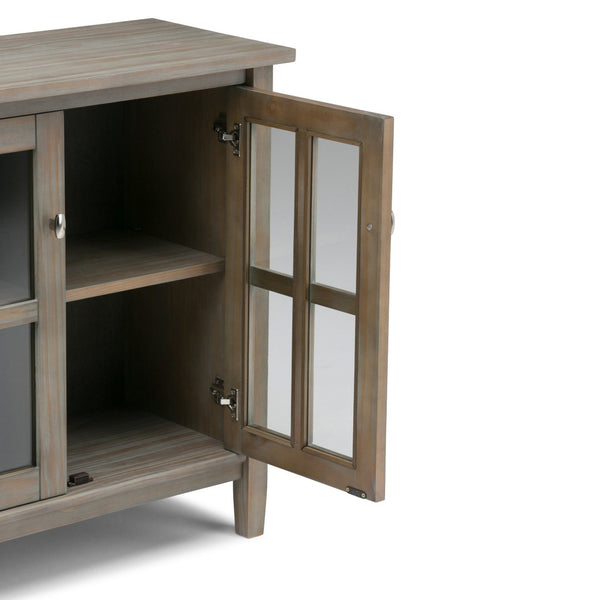 English Elm Warm Shaker - Handcrafted Low Storage Cabinet In Distressed Grey With Adjustable Shelves & Timeless Style B136P159728-GIGA