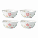 Butterfly Meadow Porcelain Bowl Set, Scallop-Rimmed, 4-Piece, Microwave Safe