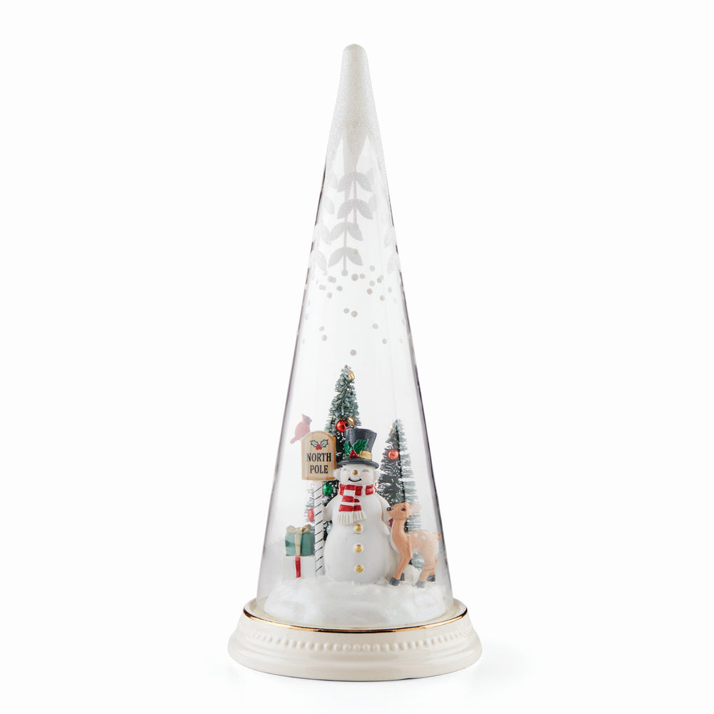 Lenox Lit Christmas Cone with North Pole Snowman Scene Multi, NO COLOR GLASS,CRYSTAL 895174