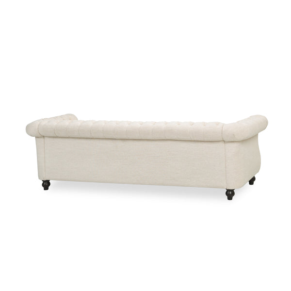 English Elm Sofa Chesterfield Three Seat Tufted Scrolled Arm Nailhead Living Room Formal Piece 68014.00FBGE