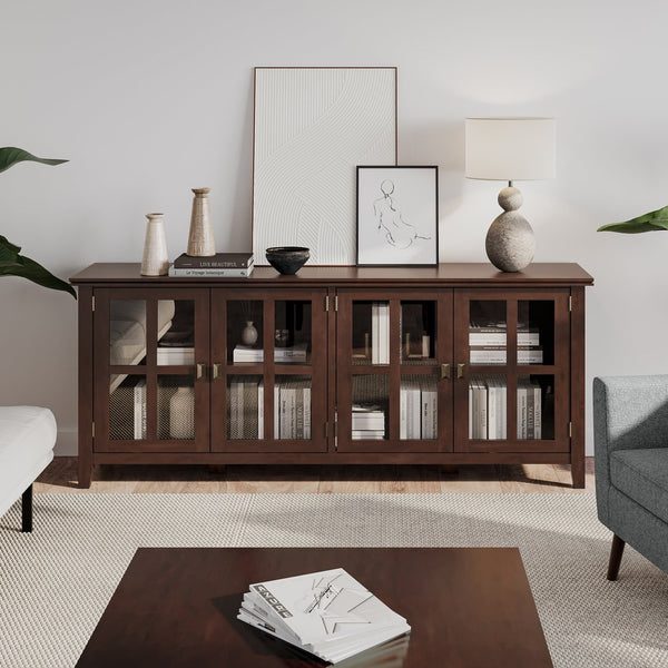 English Elm Artisan Wide 4-Door Storage Cabinet In Rich Russet Brown - Handcrafted, Versatile & Stylish Organization B136P158421