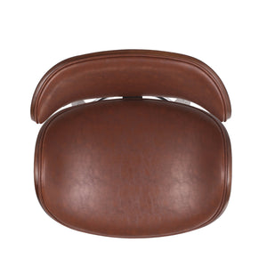 English Elm Christopher Knight Home® - 30" Mid-Century Modern Upholstered Swivel Barstool with Beech Frame, Concave Seat, Easy-Clean Leather Finish Brown 67493.00PUCOGN