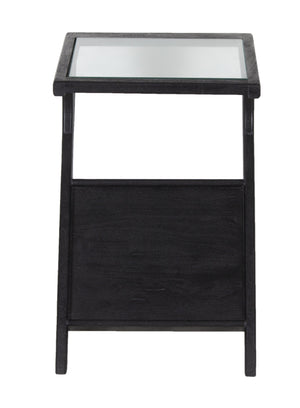 Porter Designs Porter Canberra Solid Mango Wood End Table With Glass Top - Modern Black Design For Stylish Spaces Black Wood 05-108-26-9487