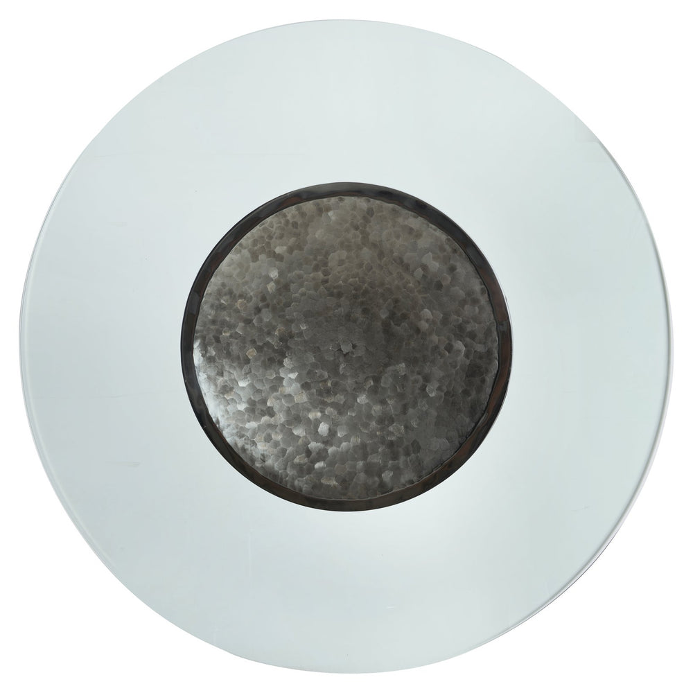 Bernhardt Bernhardt Dalton 54" Round Dining Table With Tempered Glass Top, Weathered Greige Oak Base & Accent Bowl K2076