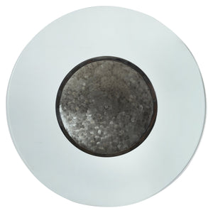 Bernhardt Dalton 60" Modern Faux Bois Dining Table With Glass Top And Stylish Hammered Metal Base Design Greige, Bronze Metal, Glass K2010