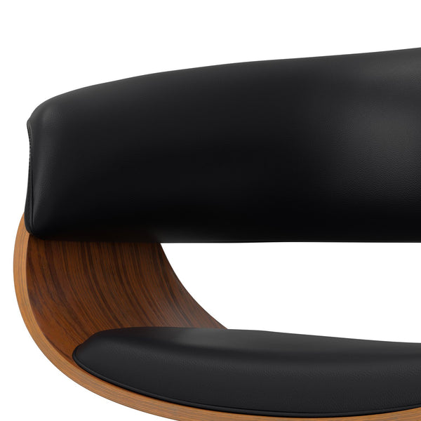 English Elm Sheldon Adjustable Swivel Bar Stool in Black Vegan Leather – Mid-Century Gas Lift, Chrome Base, 35.75-44"H B136P159601