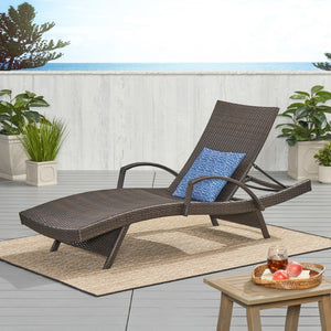 Christopher Knight Home® - Noble House - Salem Outdoor Wicker Adjustable Chaise Lounge With Arms