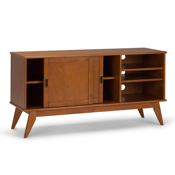 English Elm Draper Mid Century Tv Media Stand - Stylish Teak Brown Storage For Organized Living Rooms, 65" Tvs B136P158154