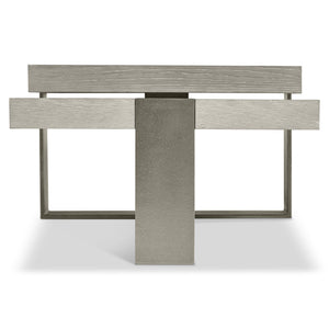 Bernhardt Bernhardt Tempo Cocktail Table With Sandblasted Satin Nickel Base And Larza Wire‑Brushed Oak Tops, 56" Wide 346016