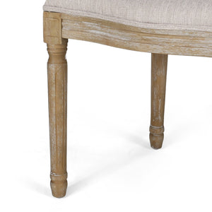 English Elm Christopher Knight Home® - DININGCHAIR Elegant Wicker & Fabric Dining Seat with Carved Legs Distressed Finish for Stylish Homes Beige 65165.00BGE