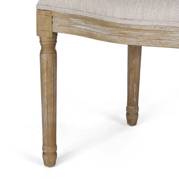 English Elm Christopher Knight Home® - DININGCHAIR Elegant Wicker & Fabric Dining Seat with Carved Legs Distressed Finish for Stylish Homes Beige 65165.00BGE