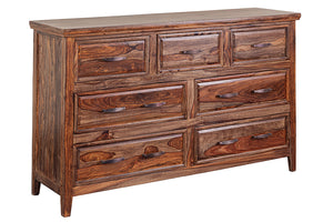 Porter Designs Porter Sonora Solid Sheesham Wood Dresser With 7 Drawers & Rustic Gold Hardware For Timeless Style Brown Wood 04-196-01-9740